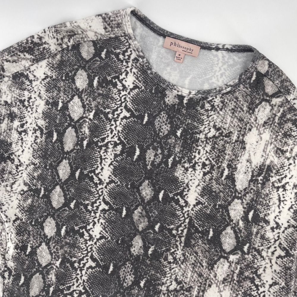Philosophy Snakeskin Print Dolman Sleeve Top Blouse Lightweight Size M